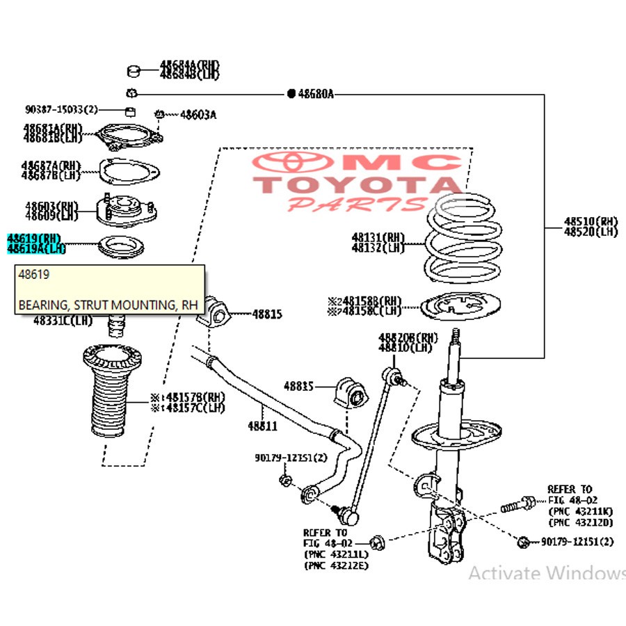 Bearing Support Shock Depan Alphard Harrier Noah WISH 48619-28010