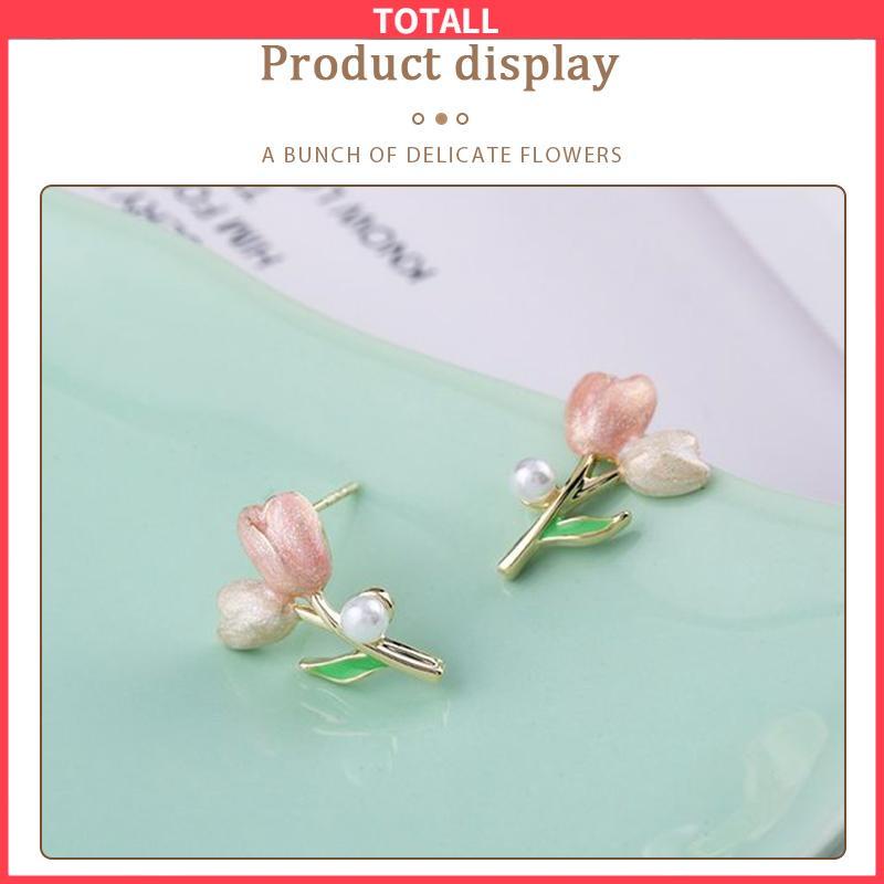 COD Anting S925 Silver Plated Soft Tulip Earrings Female Earrings Asesori-Totall