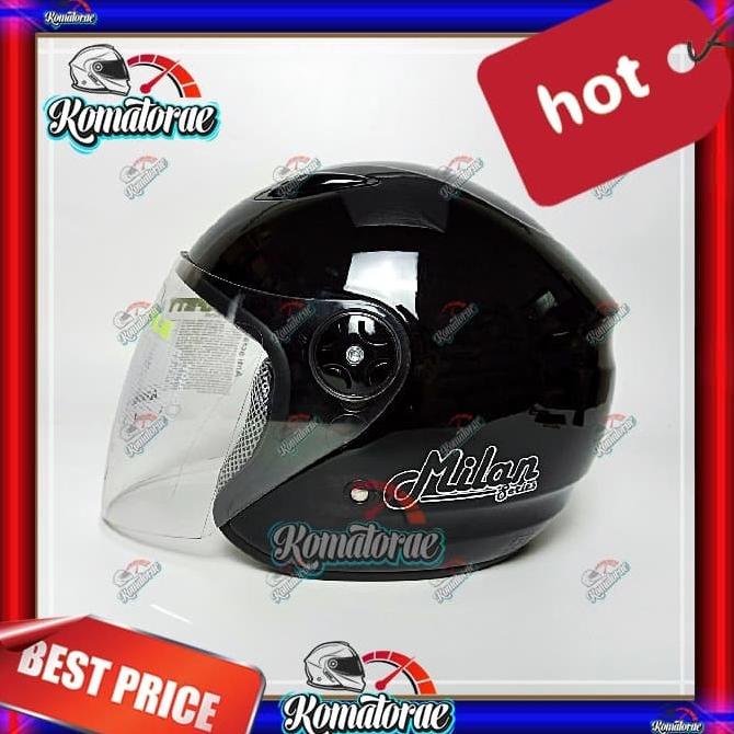 HELM BMC MILAN SOLID BLACK HALF FACE