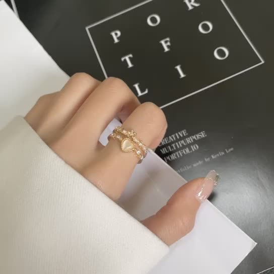 COD❤️Cincin Love Cinta Wanita Korea Fashion Korea Desain yang Dipersonalisasi Cincin Pembuka Aksesori Mode-A.one