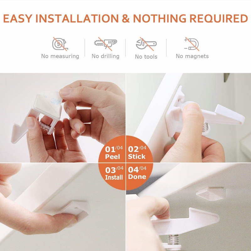 1pc Kunci Pengaman Laci / Pintu Lemari Invisible Untuk Keamanan Bayi / Anak