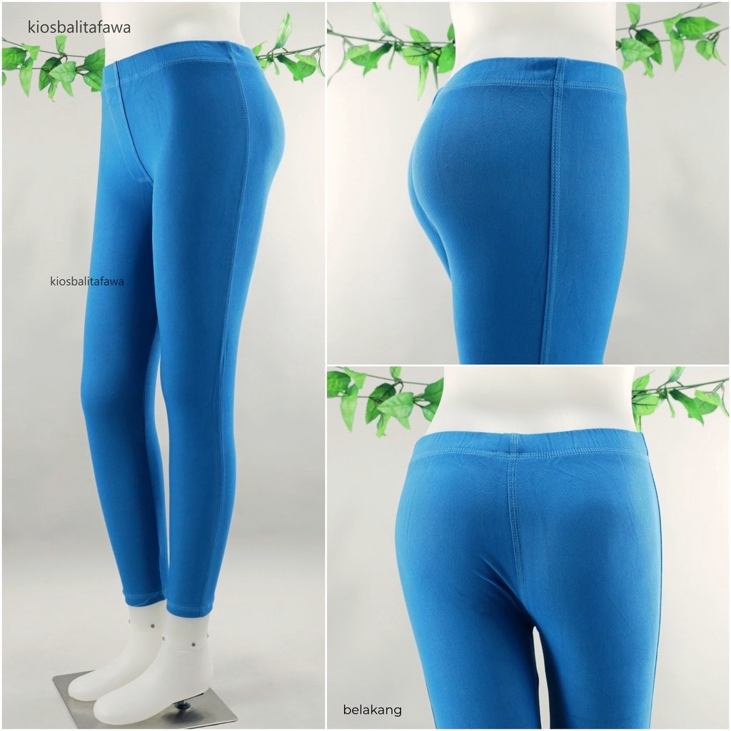 Legging Jeans uk Standar Tanpa Kantong fit to M / Celana Panjang Wanita Polos Tebal Cewek Leging