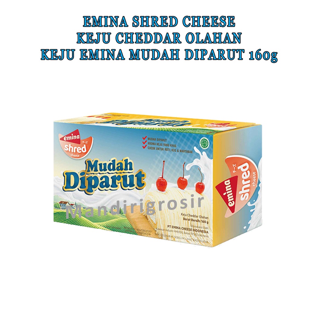 Keju Cheddar Olahan * Emina Shred Cheese * Keju Mudah Diparut * 160g