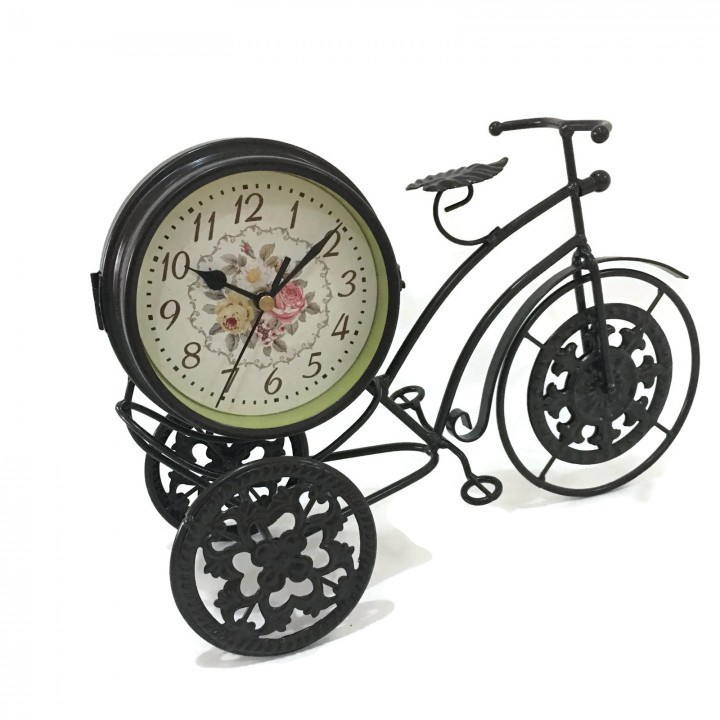 Vintage Retro Metal Bicycle Two Sided Table Clock Decoration