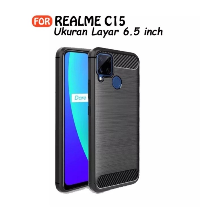 CASE SLIM FIT CARBON IPAKY REALME C15 SOFTCASE - GA