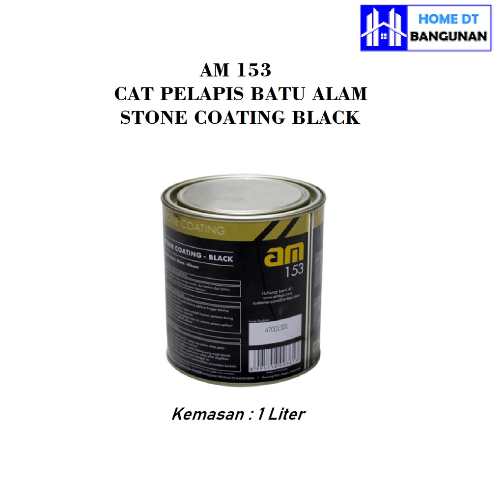 am153 Cat pelapis batu alam AM 153 Stone coating black 1 liter Hitam coating batu alam