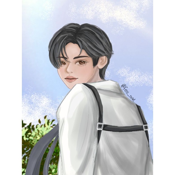 Ilustrasi wajah anime Jasa gambar Lukisan Semi Realistis Bebas Request Open Commissions cetak polaro