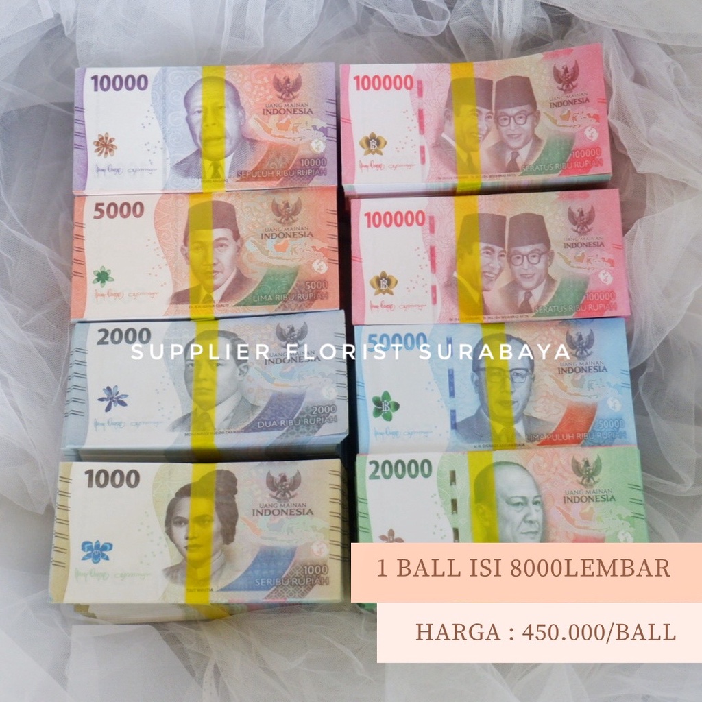 1 BALL ISI 8000 LEMBAR UANG MAINAN MIRIP ASLI UANG MONOPOLI UANG UANGAN UNTUK MAHAR PERNIKAHAN BUKET UANG