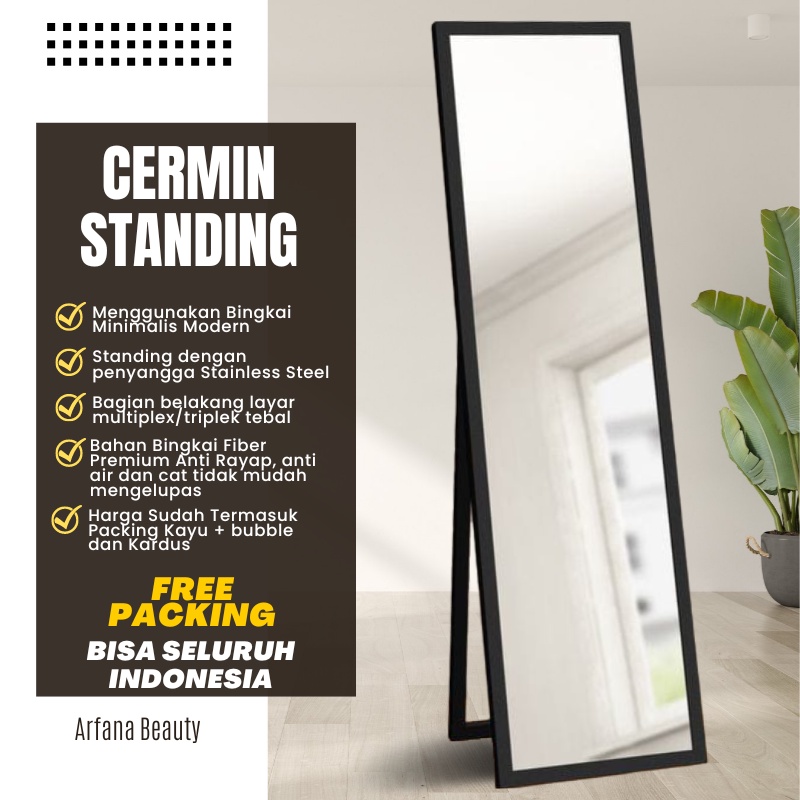 Kaca Cermin Full Body Aesthetic Cermin Standing Mirror Dinding Minimalis Rias UK.127 X 30 CM Terbaru Terlaris Termurah