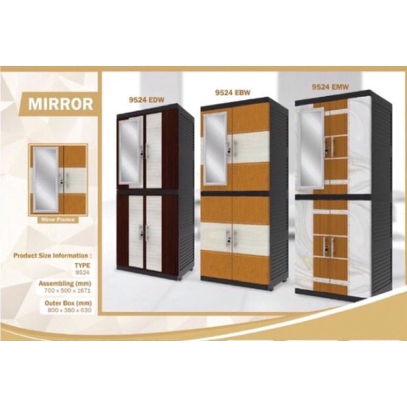 LEMARI PLASTIK KACA 2 PINTU NAIBA FIT 2 PINTU / NAIBA FIT 9524 / LEMARI PLASTIK NAIBA MINIMALIS