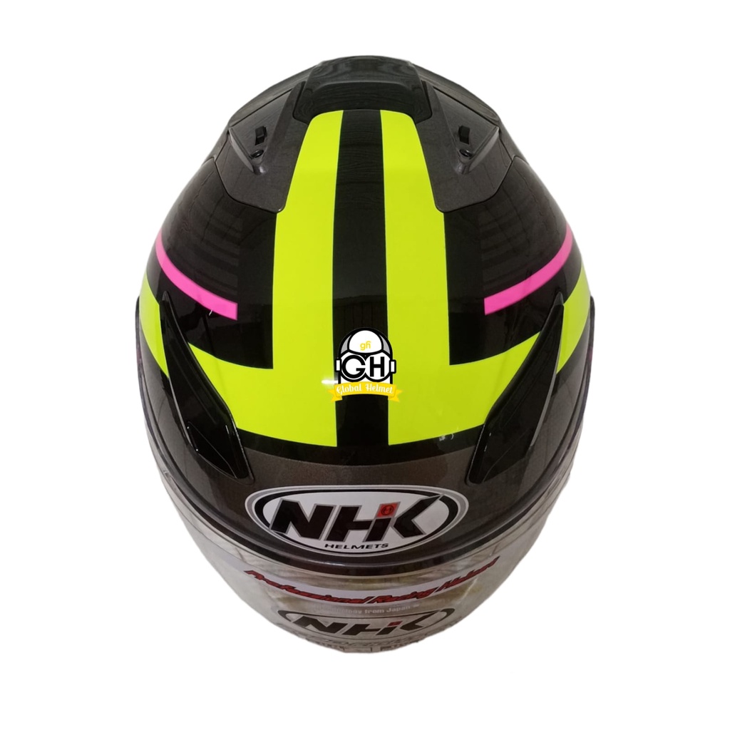 HELM NHK R1 ECTO NHK R-1 BLACK YELLOW GLOSSY DOUBLE VISOR ORIGINAL NHK