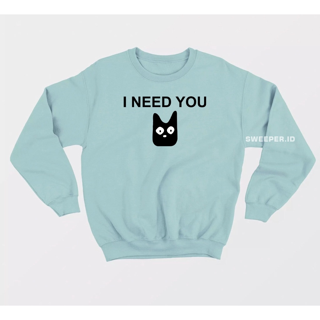 SWEEPER - TERLARIS BASIC SWEATER I NEED YOU PRIA &amp; WANITA M-XL BAHAN FLEECE
