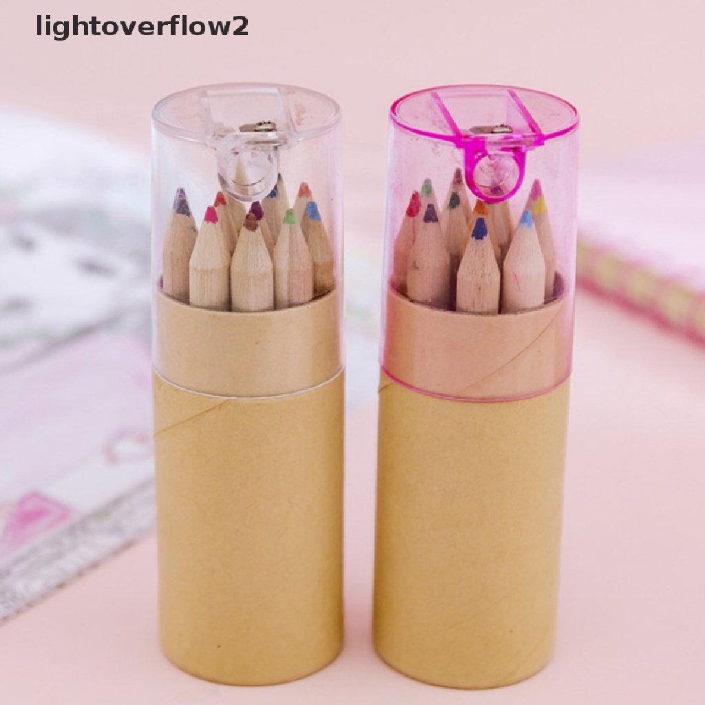 (lightoverflow2) 1pc Rautan Pensil 12 Warna Bahan Kertas Kraft