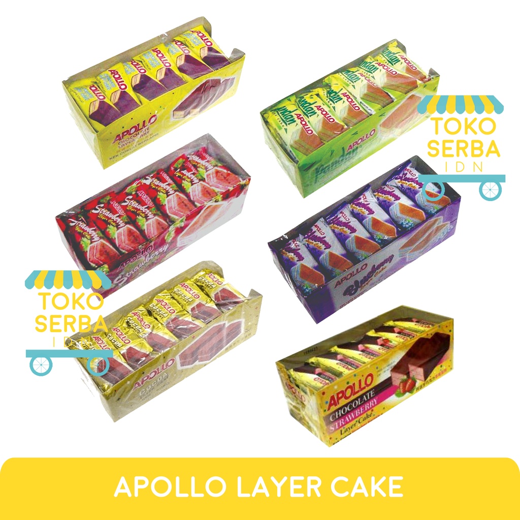 

APOLLO LAYER CAKE 24 pcs - Pandan Cokelat Chocolate Strawberry Blueberry