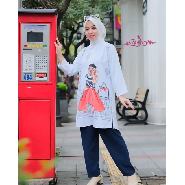 ONE SET CRINGKLE MAUDY NURA ZAHIN SETELAN POLOS TUNIK CELANA PRINTING SUBLIM