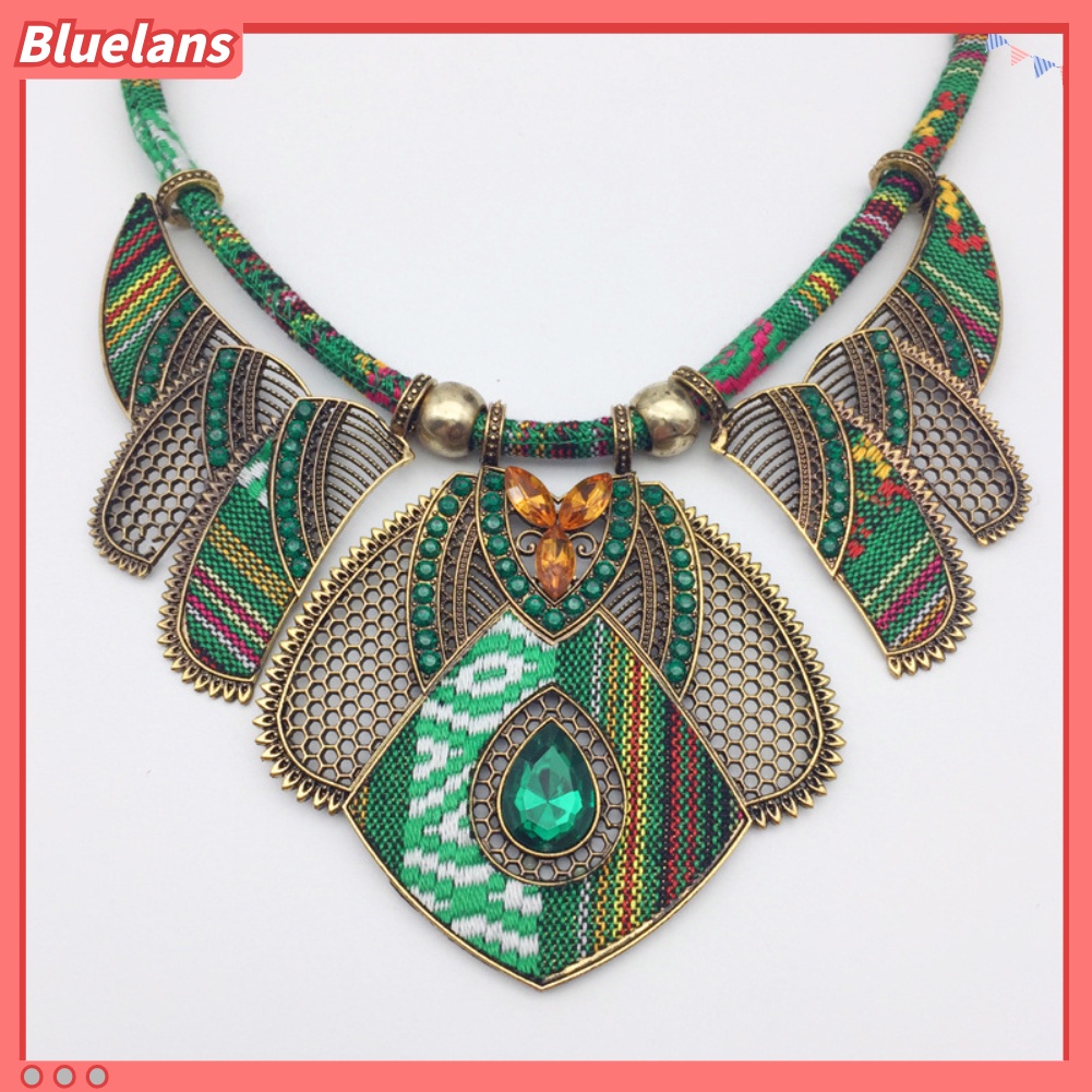 Bluelans Kalung Liontin Berlian Imitasi Gaya Tribal Vintage Untuk Wanita