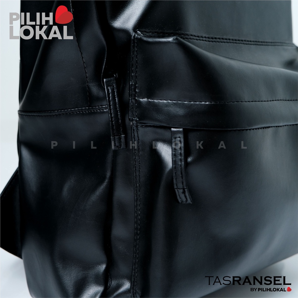 Pilihlokal - Terlaris Tas Punggung Kerja Bahan Semi Kulit Daily Toxi Backpack Traveling Waterproof Pria &amp; Wanita Unisex Ransel Laptop Jumbo Kuliah Polos Hitam Water Resistant Cowok Keren Kantong Rangsel Gendong Cowo Sekolah SMA Daypack Terbaru Murah 2022