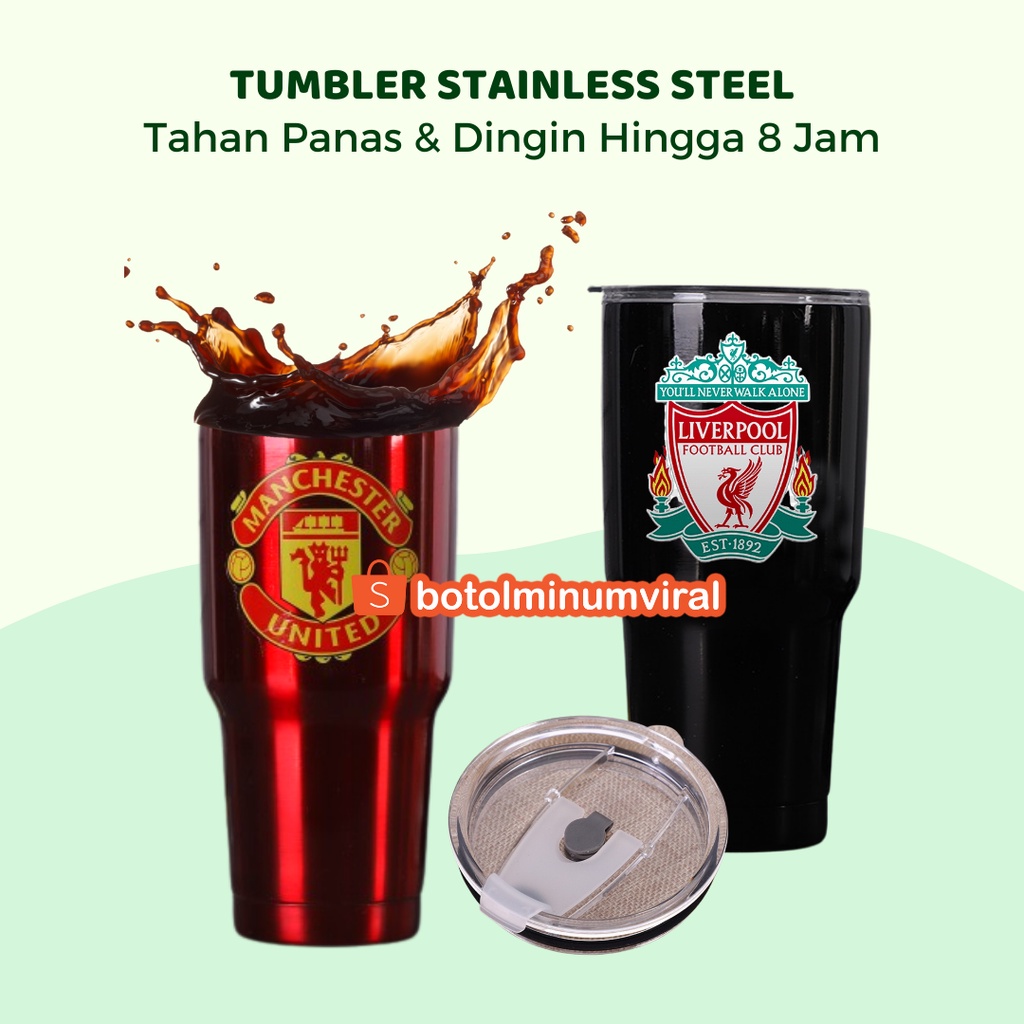 Tumbler Stainless Steel Cup Manchester United Chelsea Liverpool 900ml Football Tempat Minum Premium