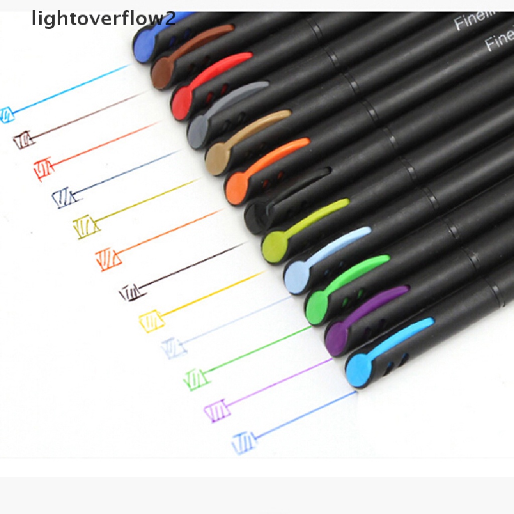 (lightoverflow2) 12pcs / Set Spidol Warna Fine Point Untuk Menggambar