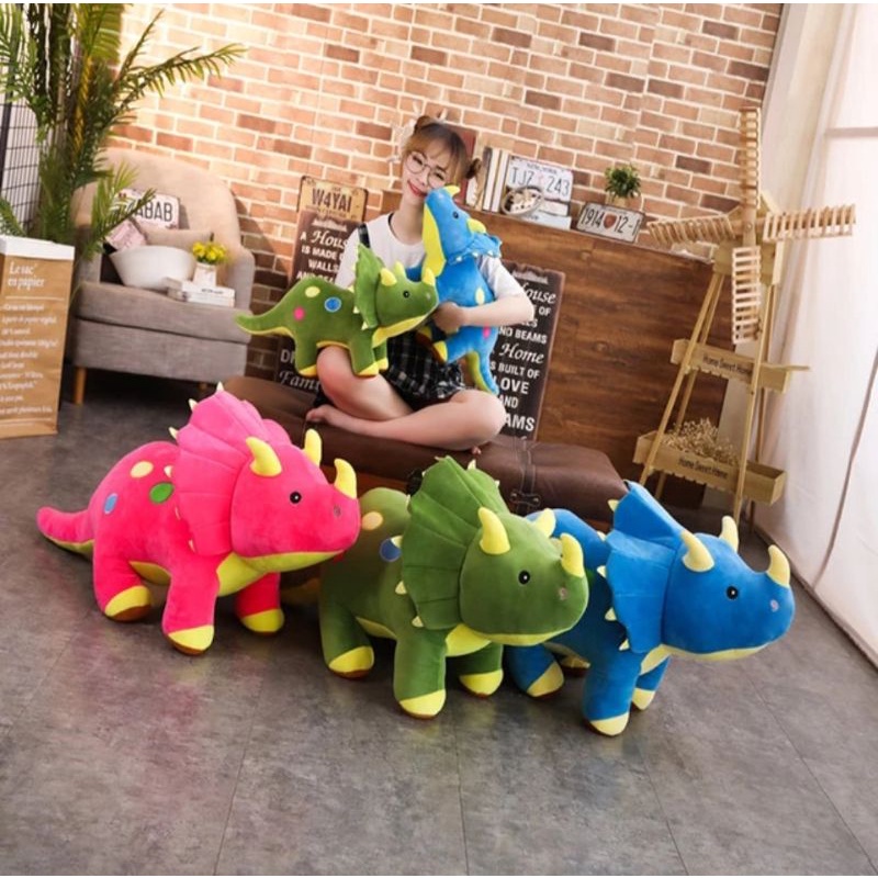 Boneka Dinosaurus Triceratops Bahan Yelvo Ukuran 40cm