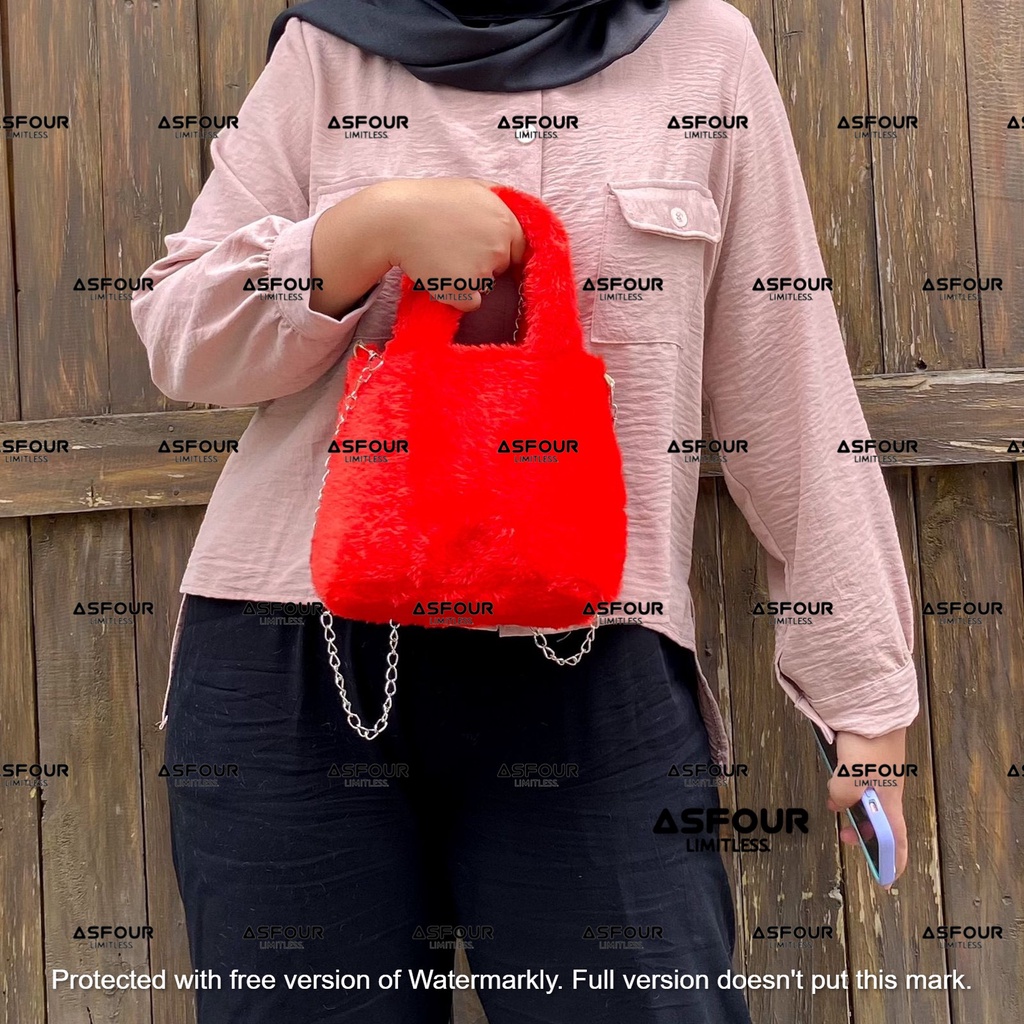 Asfour - Tas Dolli Mosfera Bag Electric Colors Tas Bulu Selempang Wanita Tas Bulu Mini HandBag