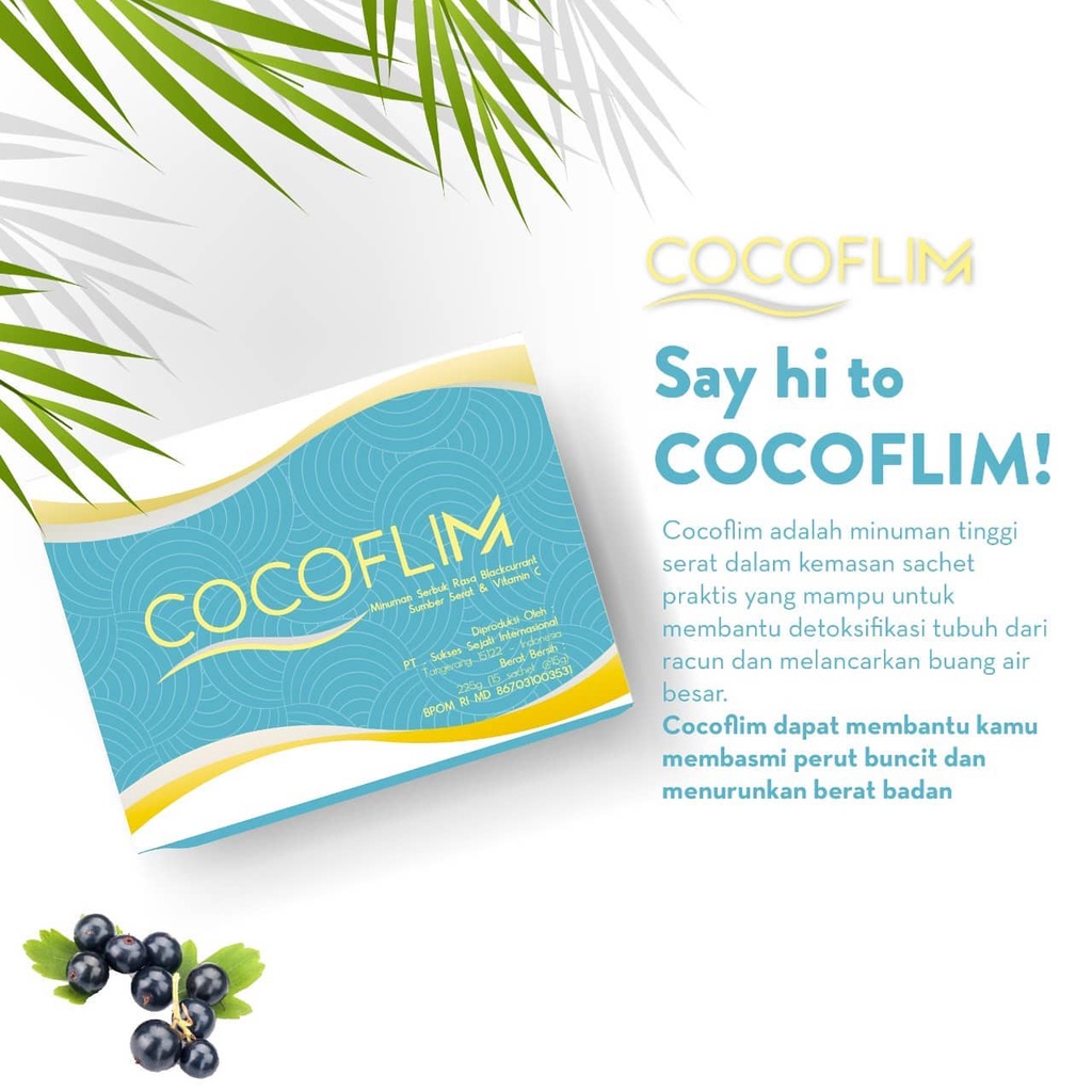 Cocoflim Fiber 1 Box Minuman Kesehatan Detox &amp; Diet isi 15 Sachets Beaudelab Teh Diet Detoks BPOM | Slimming &amp; Detox Green Tea | Suplemen pelangsing COCOSLIM