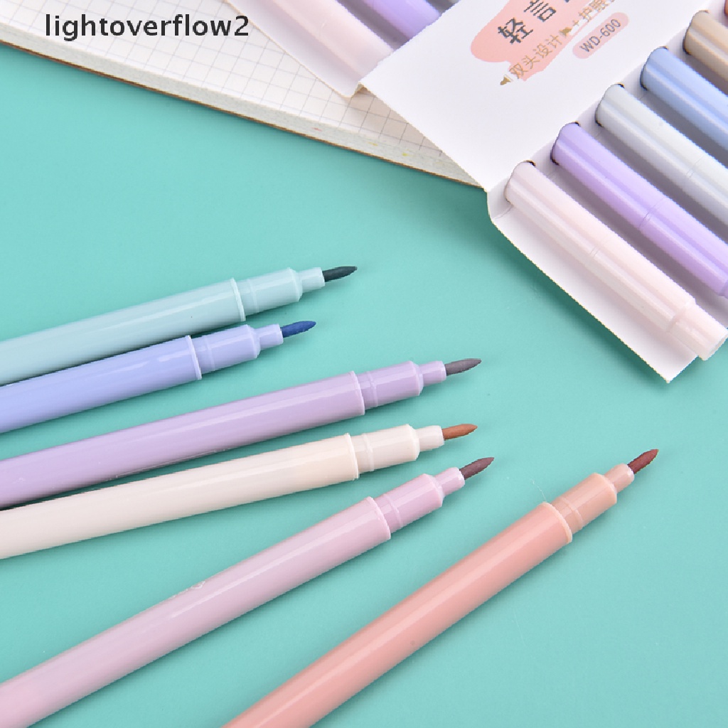 (lightoverflow2) 6pcs / set Spidol Midliner gel Pastel Ujung Ganda