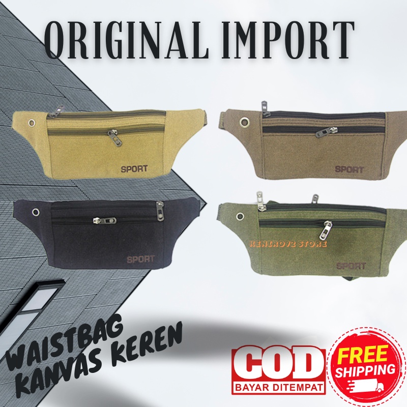 Promo Tas Selempang Waistbag Kanvas Slingbag Casual Import Terbaru Kecil Unisex Pria Wanita