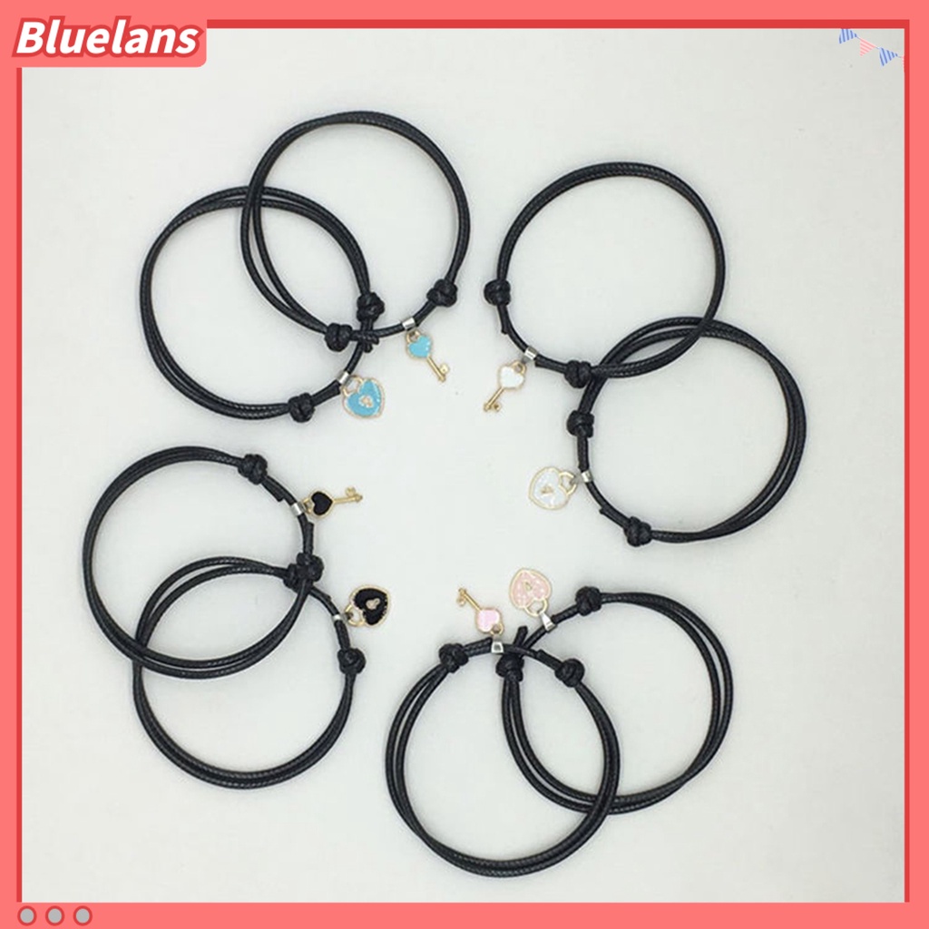 Bluelans 1pc Gelang Rantai Liontin Kunci Hati Untuk Pasangan