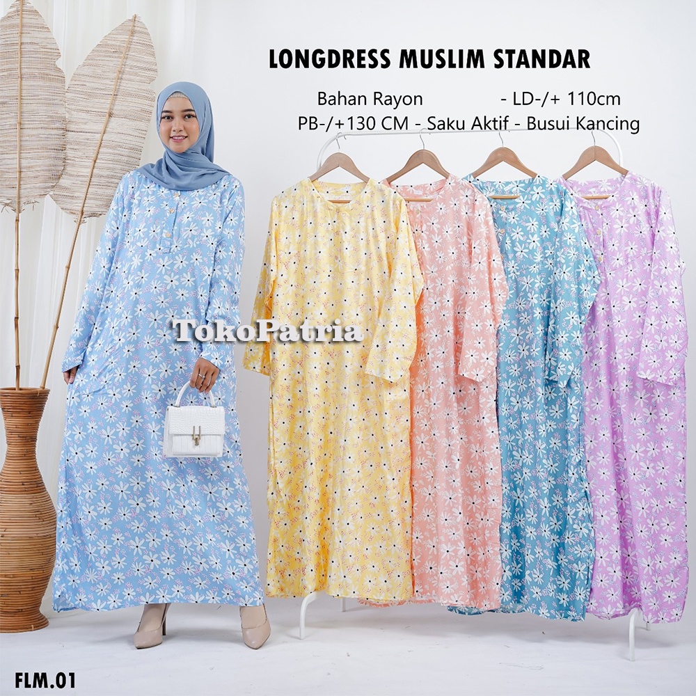 Daster Longdress Kekinian Muslim Lengan Panjang Busui Kancing Rayon Premium
