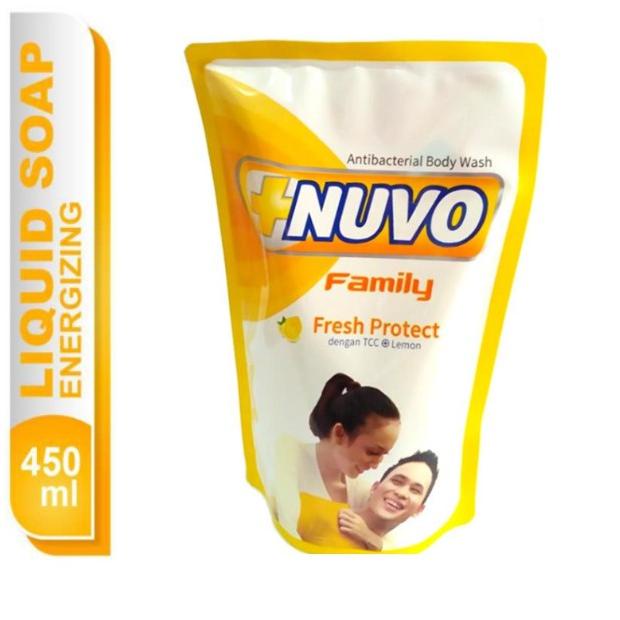 Dikirim secepatnya--NUVO FAMILY Sabun Mandi Cair Lemon Pouch 450ML
