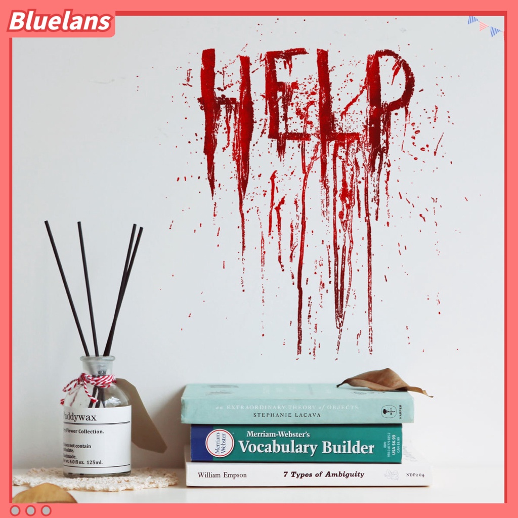 Stiker Dinding Bahan PVC Motif Tulisan Halloween Untuk Dekorasi Rumah