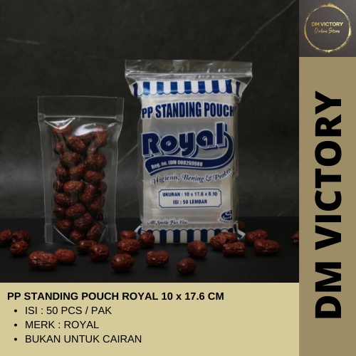 PP Standing Pouch Royal 10x17.6 isi 50 Lbr / Zipper / Plastik Double Seal