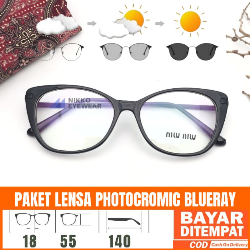 Paket Kacamata 8683 Lensa Antiradiasi Photocromic Blueray