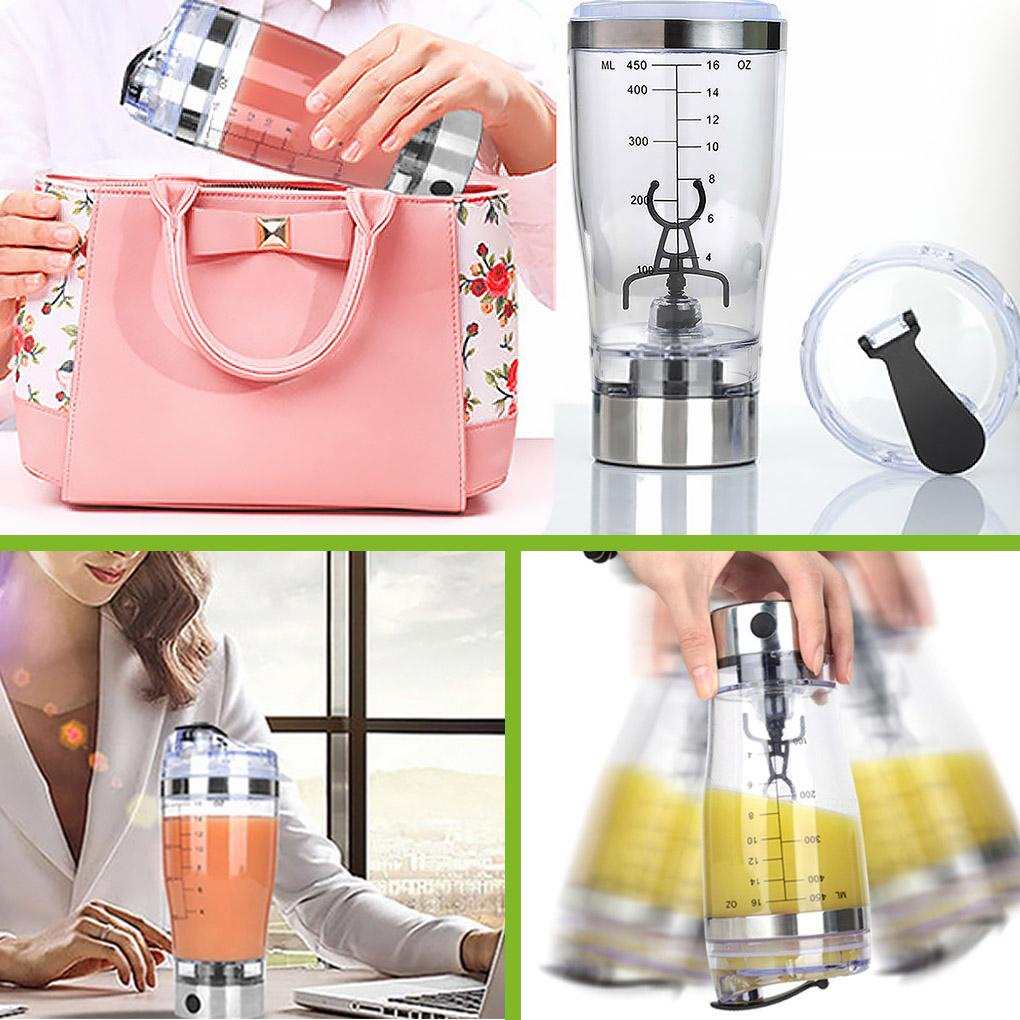 450ml Mixing Cup Blender Gelas Otomatis Blender Automatic USB USB Fitness Water Mug Portable Bubuk Protein Makan Elektrik Shaker Botol