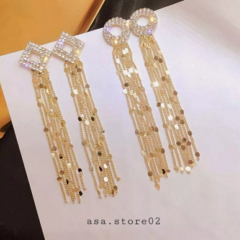 Anting Wanita Tusuk Gantung Anting Panjang Motif Rumbai