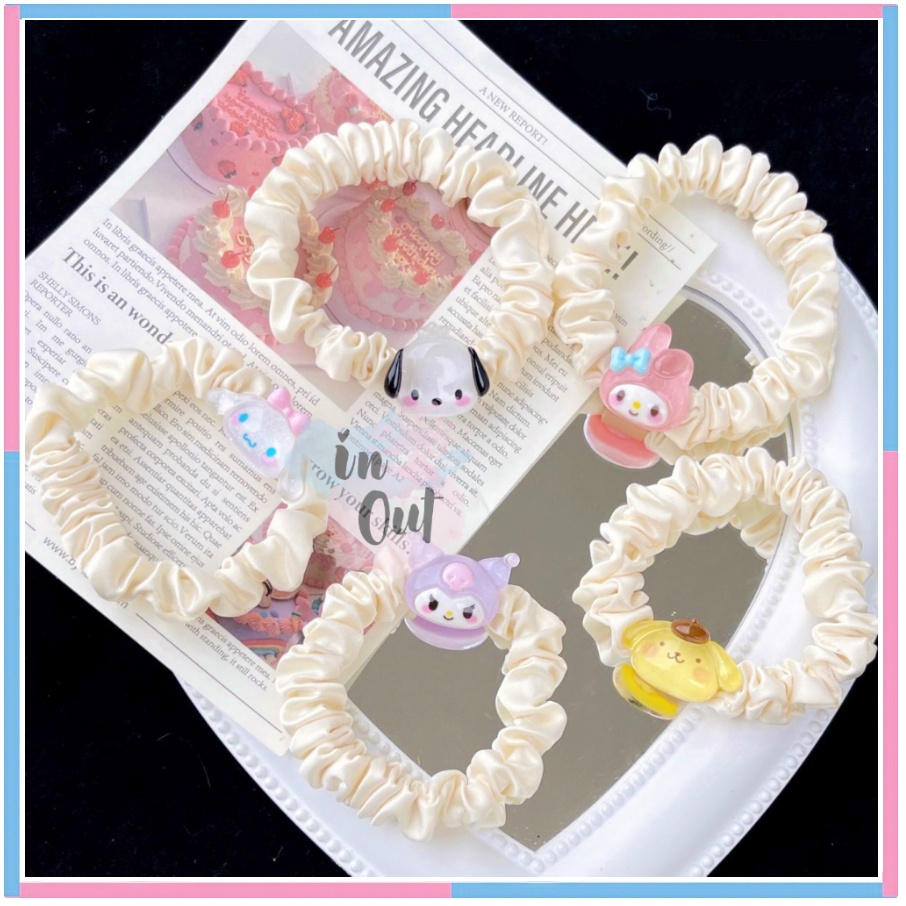 IKAT RAMBUT SANRIO CINAMOROLL PURIN KUROMI POCHACCO MELODY DEWASA ANAK ANAK LUCU ESTETIK / SCRUNCHIE SANRIO ACC46