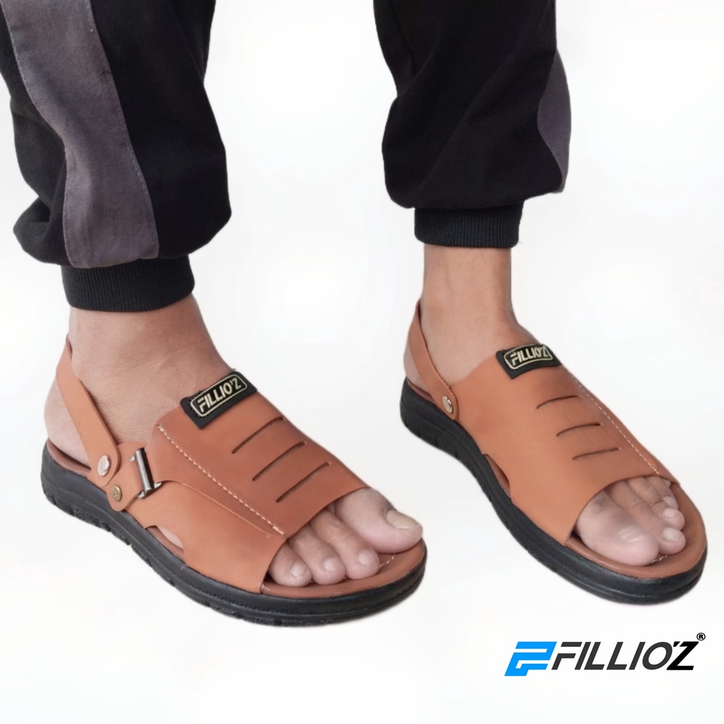 Fillioz Steven Sandal Pria Kulit Let Gunung Anti Slip Elastis Lentur Original