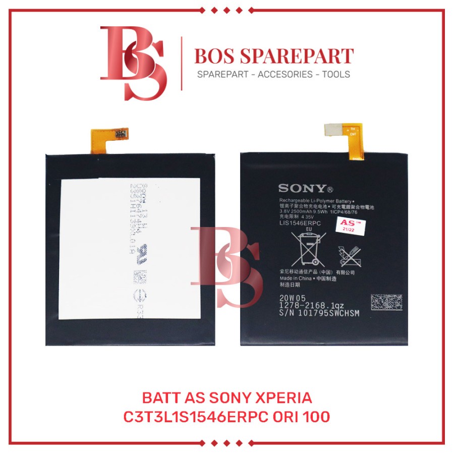 BATTERY AS SONY XPERIA C3 / T3 / L1S1546ERPC ORI 100 / BATERAI / BATRE