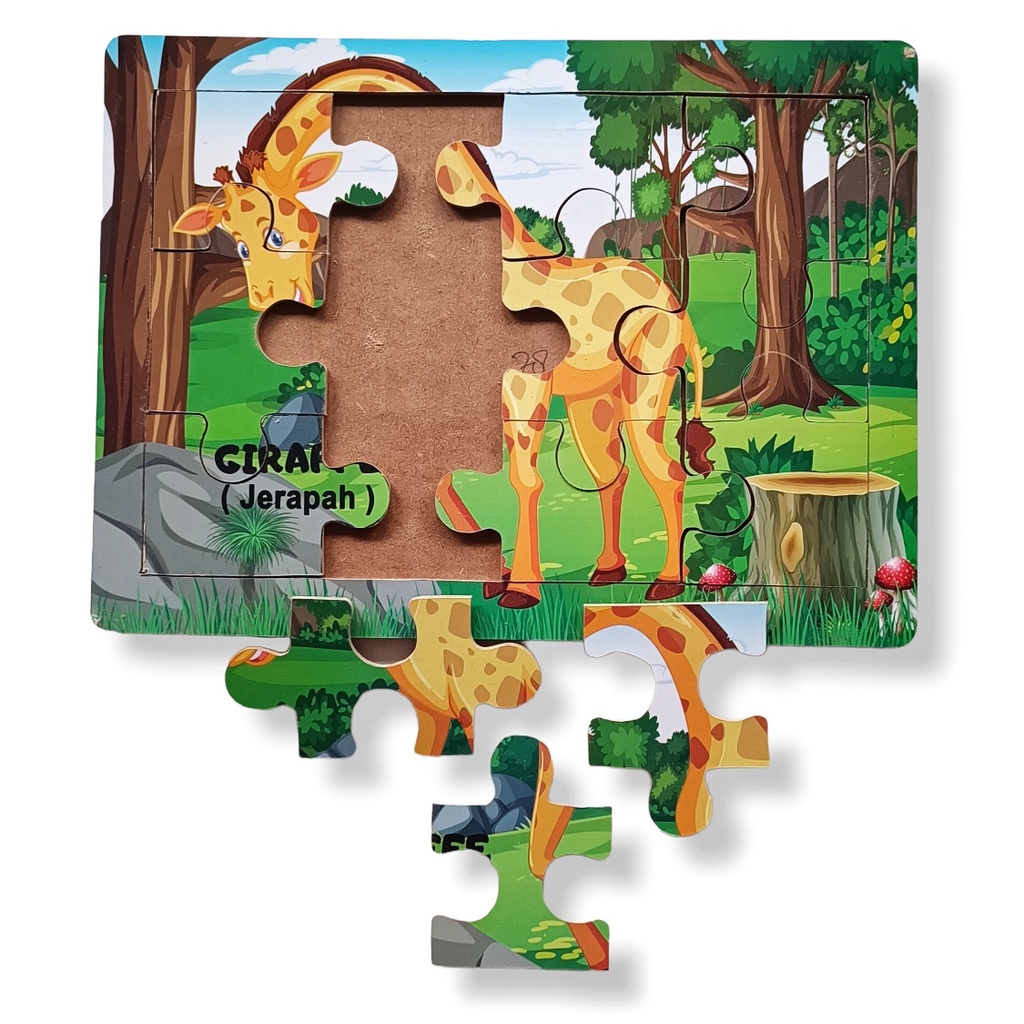 Mainan Kayu Pintar Puzzle Kayu Jigsaw Gambar Jerapah Bisa COD