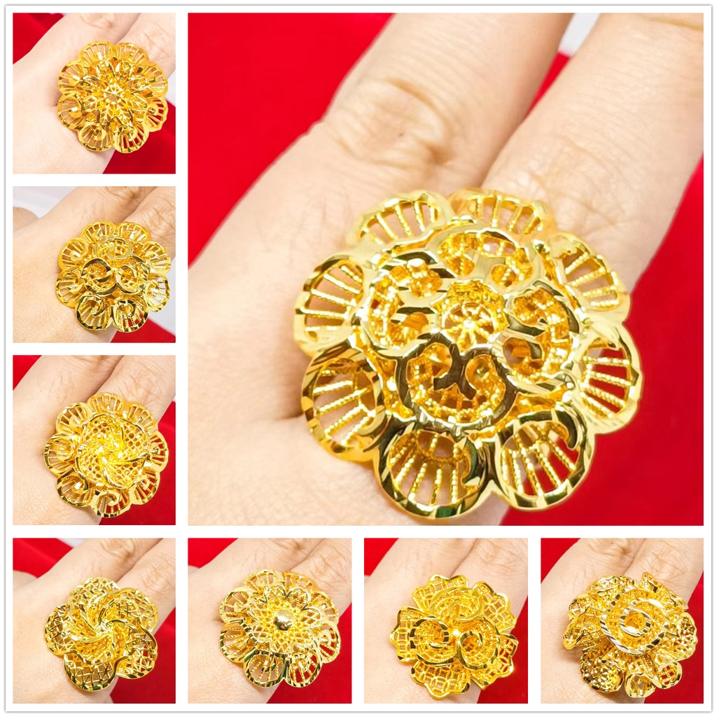 Cincin kendari xuping perhiasan lapis Emas asli 24k gold Bunga Terbaru Cantik Perhiasan