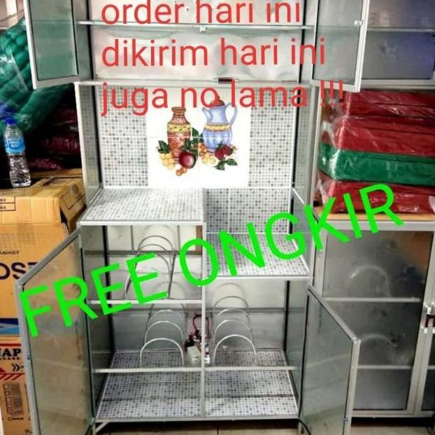 RAK PIRING KACA / LEMARI PIRING KACA PINTU 2 ALUMINIUM FULL DSFWEF6546EF