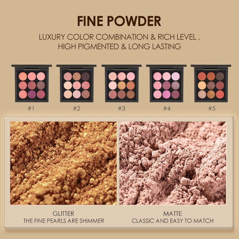 FOCALLURE FA36 9 Warna Eyeshadow Palette Mata Kosmetik Alis Untuk Mata Eyeshadow Palette High Pigment And Smoot