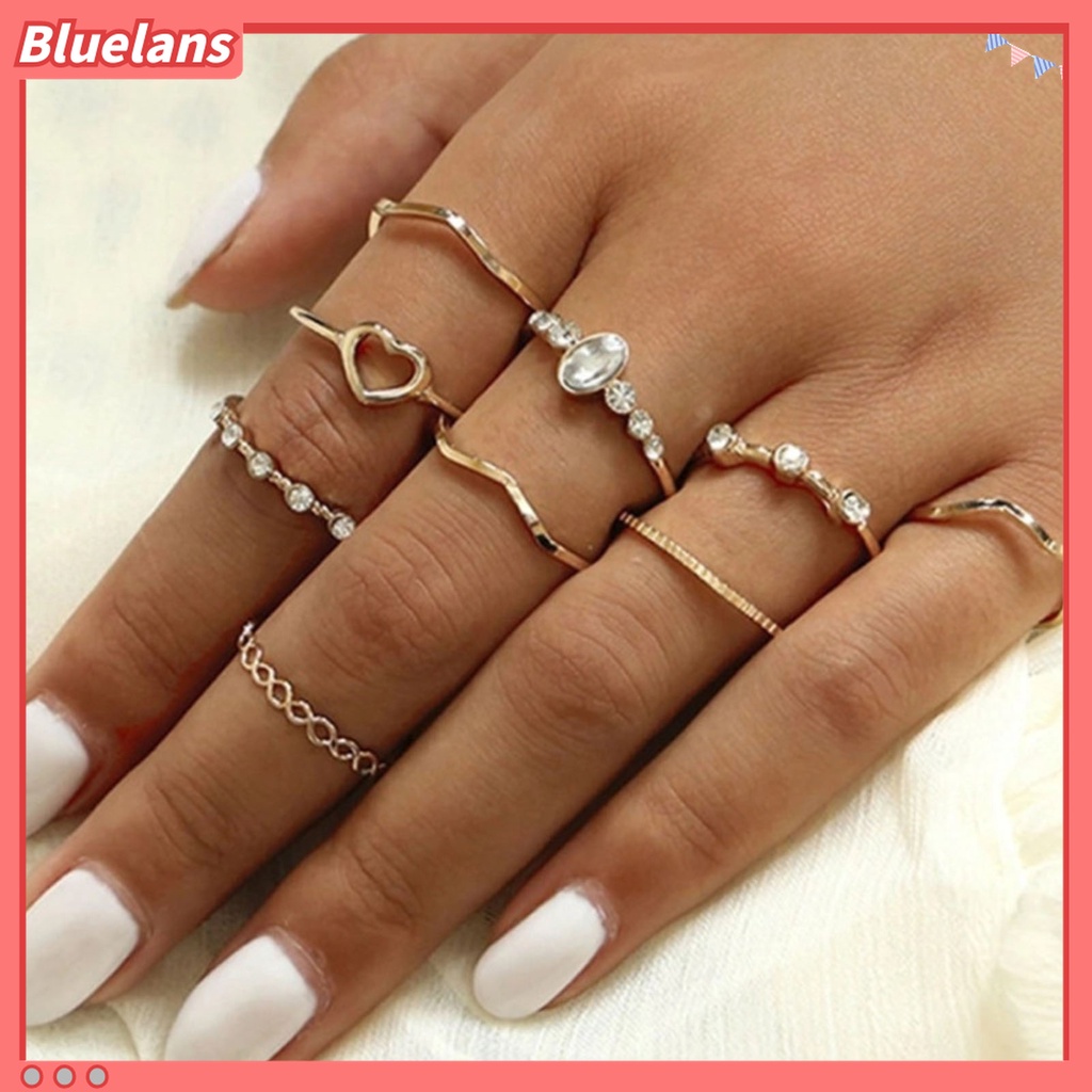 Bluelans 9 Pcs / Set Cincin Jari Gaya Vintage Untuk Hadiah Wanita