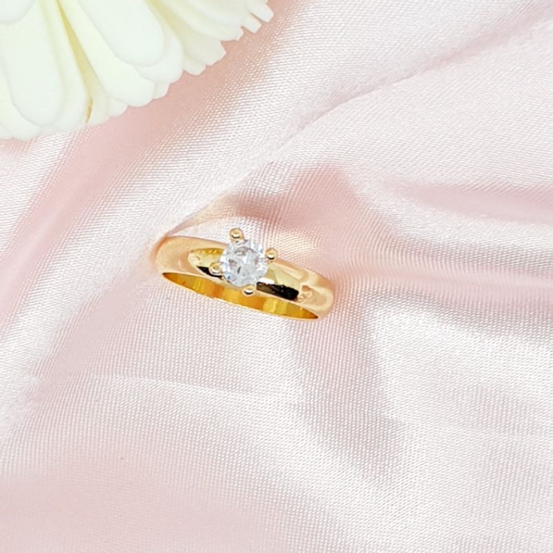 Cincin one stone simple style small zircon