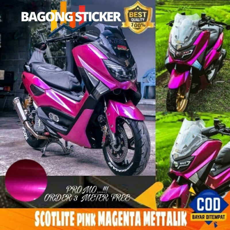 Jual Sticker Skotlet Scotlite Metalik Krom Pink Doff Untuk Motor Merk