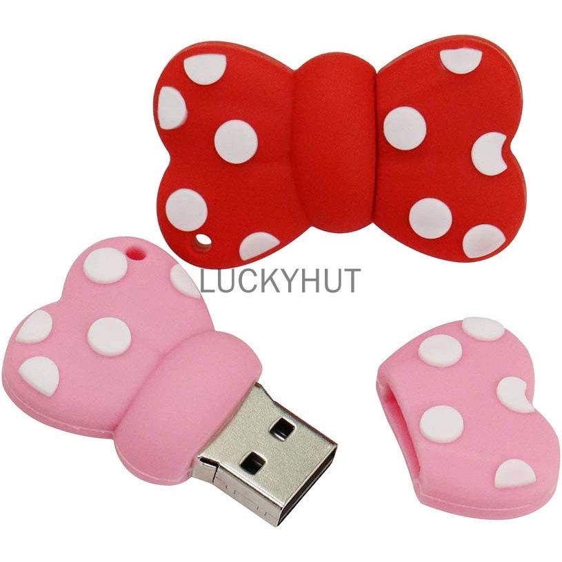 Pink Bow Pendrive 2TB 1TB 1GB 8GB 16GB 32GB 64gb 128GB USB Portable Untuk Anak Perempuan