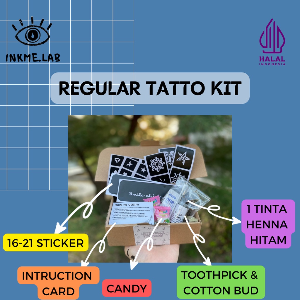 Jual Henna Tattoo kit Tato Halal isi 21 Sticker Template Tato