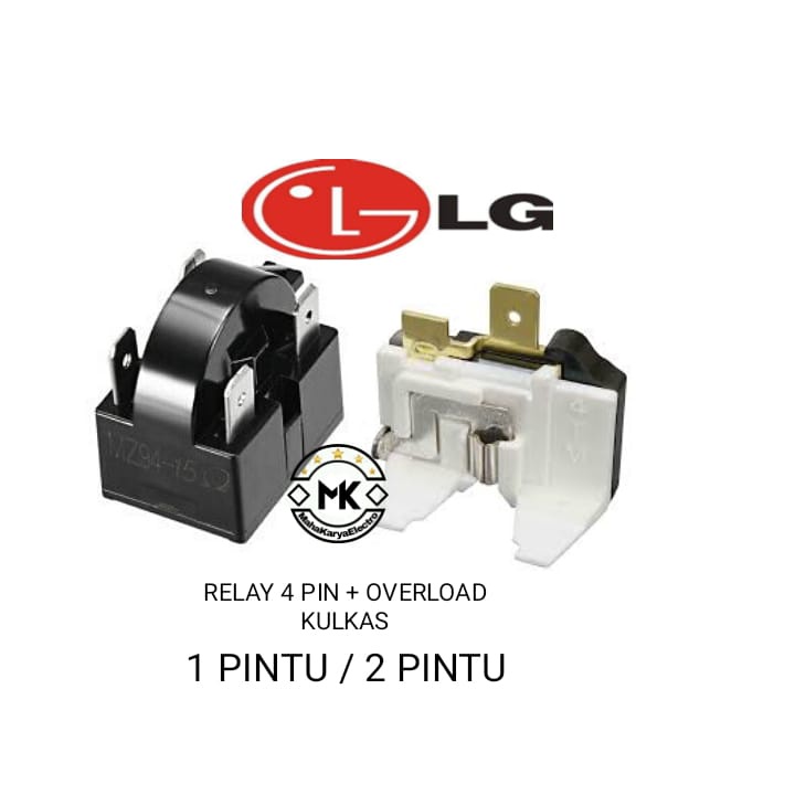 [BISA COD] Relay 4 Pin + Ptc Overload Kulkas 1 pintu / 2 pintu LG