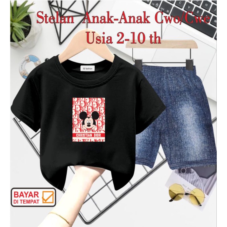 ((IB))SETELAN ANAK UNISEX SEMI JEANS/M1CK3Y DIGITAL SABLON
